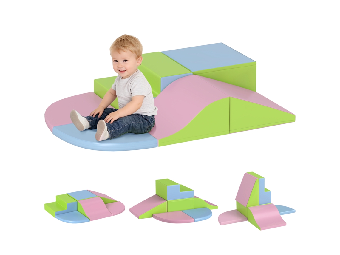 Conjunto 6 blocos de espuma coloridos para crianças de 18 a 36 meses, brinquedo educativo de construção, 150x100x24 cm.