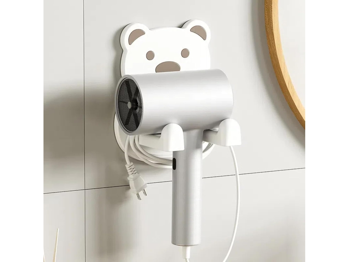 Suporte De Parede Para Secador Cabelo Loficorner Em Formato Urso Fofo, Organizador Multifuncional, Autoadesivo Banheiro, Penteadeira E Armár