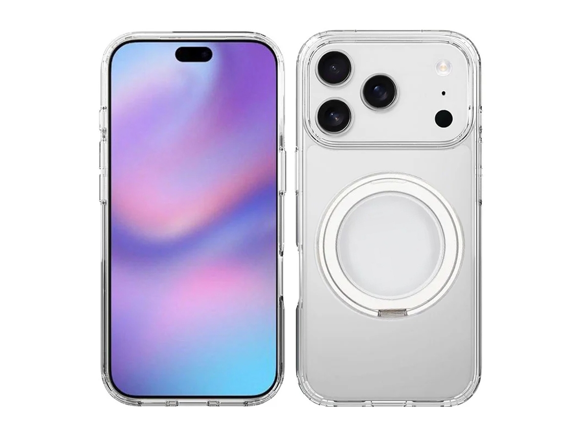 Capa Para Celular Com Suporte Magnético Giratório Para Iphone 17 Pro - Transparente