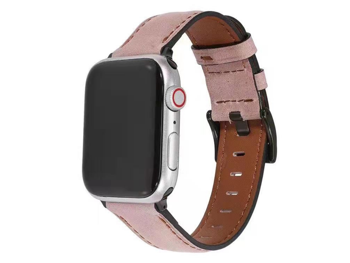Bracelete Pulseira Classic Vintage em Pele Ecológico Para Apple Watch Series 4 40Mm Rosa