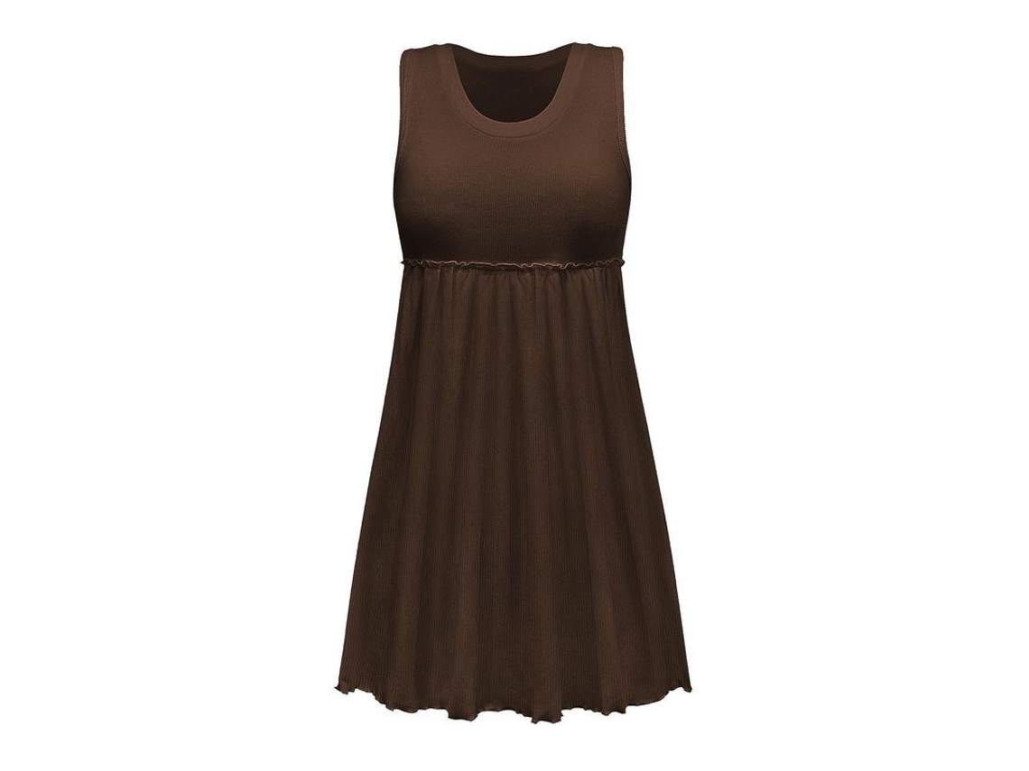 2026 vestido Casual Largo Sem Mangas com Gola Redonda para Mulheres, Cor Sólida, Transpiravel e Confortável