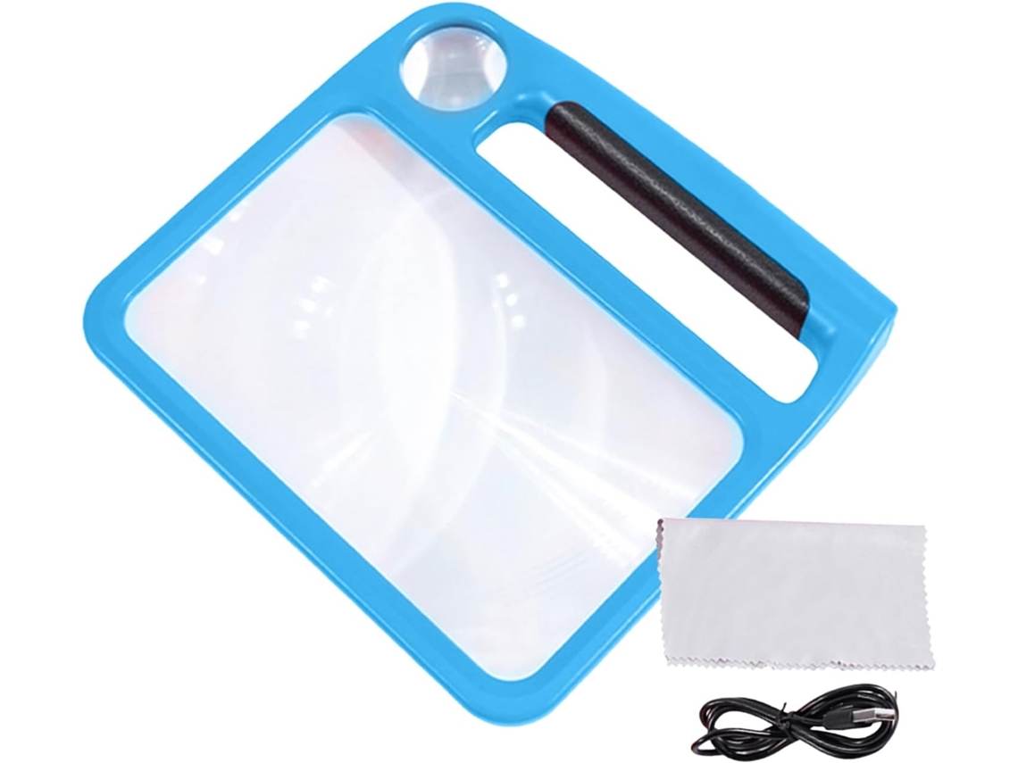 Luminária De Leitura Led Genérica, Recarregável, Com Proteção Ocular Antirreflexo E Lupa De Página Led Para Leitura