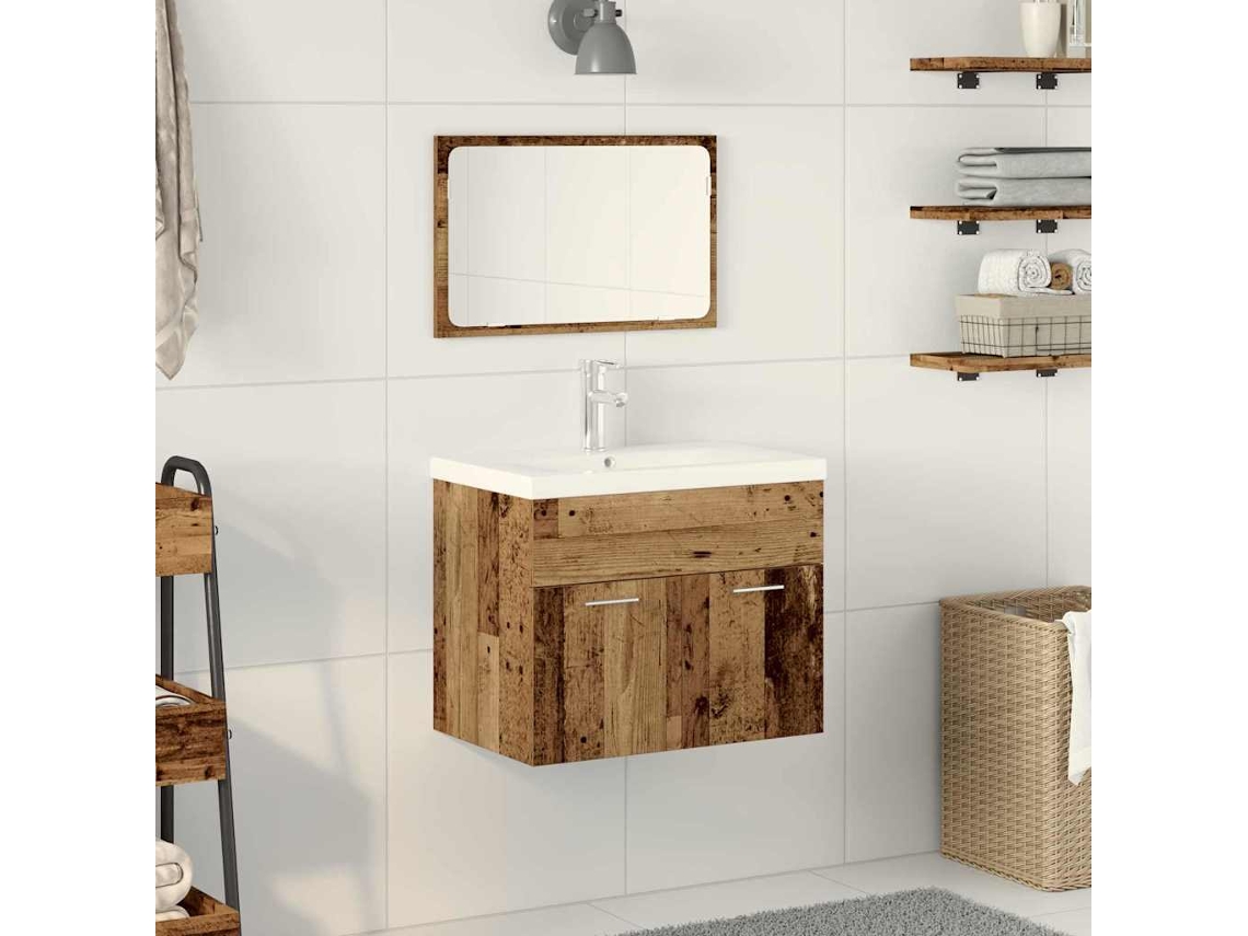 Vidaxl Armário De Banheiro Madeira Antiga 60 X 38,5 X 46 Cm