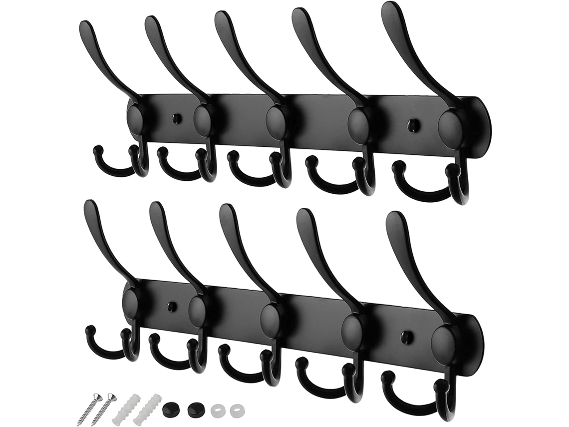 Cabide de Parede para Casacos, Cabideiro de Aço Inoxidável , Cabide de Parede Resistente BRILVIBERA (pacote com 2)
