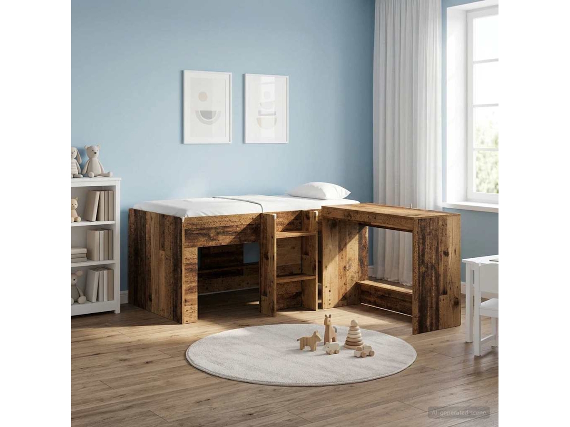 Vidaxl Cama Alta Para Crianças Madeira Antiga 80 X 160 Cm