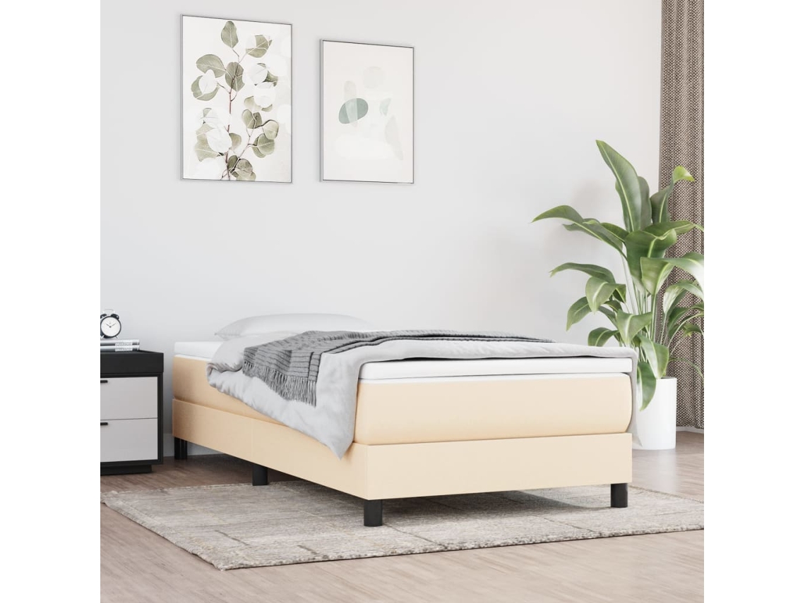 Vidaxl Estrutura de Cama com Molas 100x200 Cm Tecido Cor Creme
