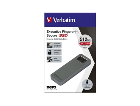 VERBATIM SSD EXTERNO USB-C 512GB SEGURANÇA IMPRESSÃO DIGITAL