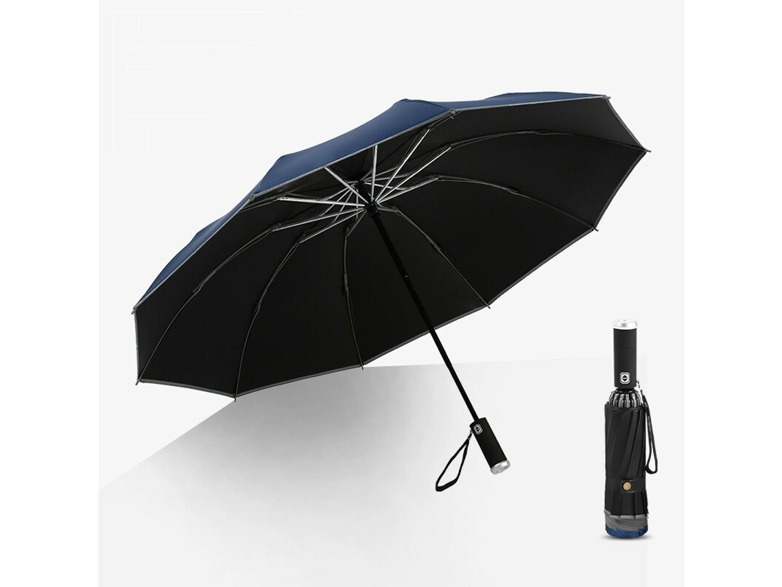 Preto Agsivo Guarda chuva Dobrável Automático Led 10 Varetas Reforçadas Resistente Vento Proteção Uv Upf50+ Automático Homens Mulheres MDUG
