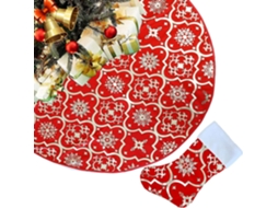 Saia Para Árvore De Natal Tapete Grande Vermelho De 48 Polegadas Para Árvore De Natal Com Meias De Natal Para Decoração De Festa De Natal Olysi Shop