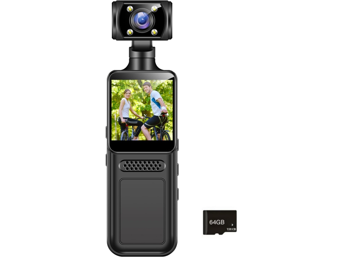 Câmera 4K SFUSHOS com estabilização e lente giratória