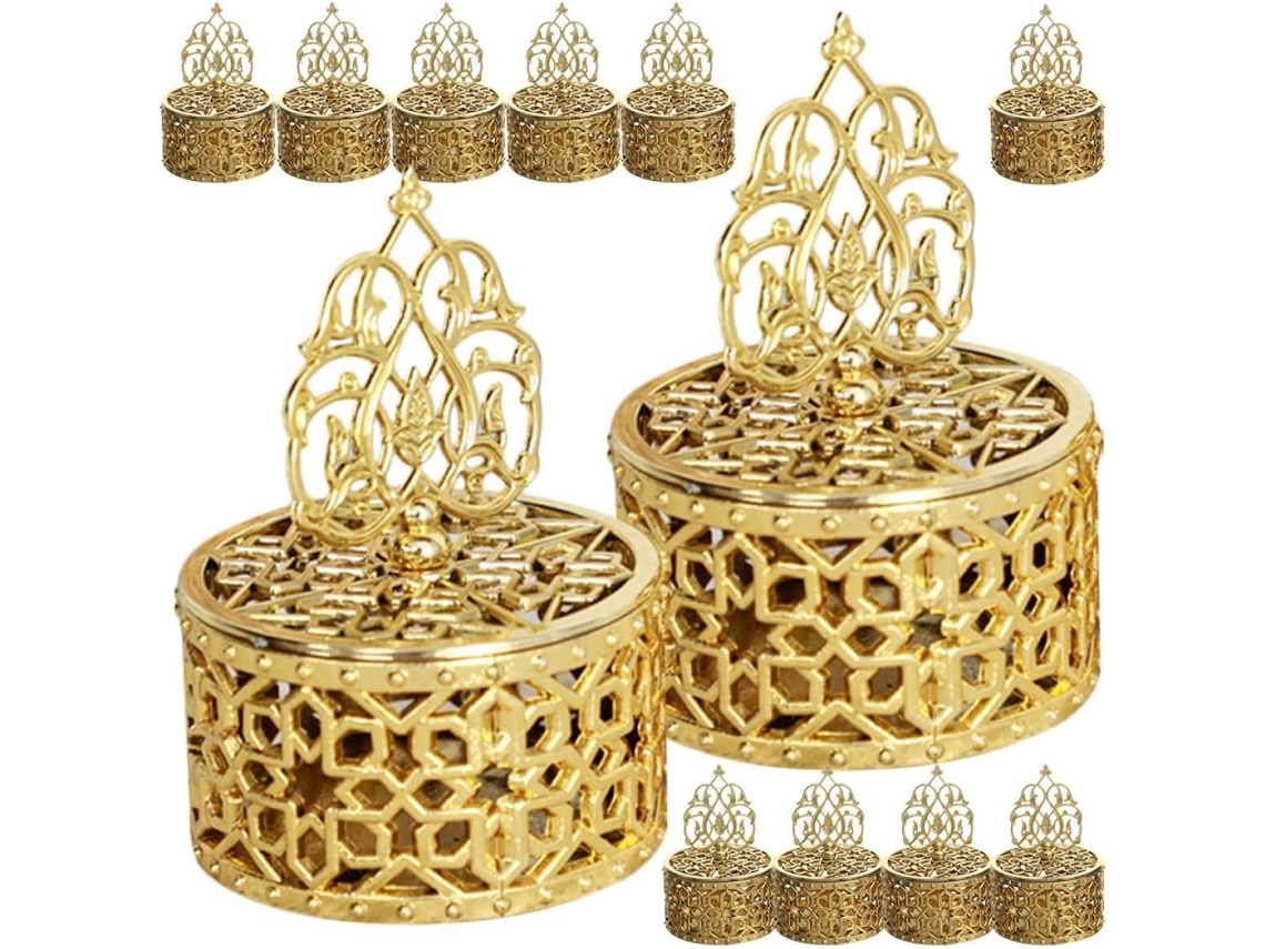 Caixa De Doces De Plástico Dourado Com 12 Peças, Tema De Halloween.