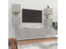 Vidaxl Conjunto Móveis De Tv 6 Pcs Madeira Processada Cinzento Cimento