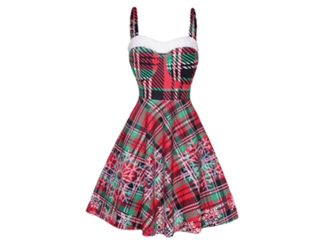 Roupas de Natal Estampadas Sem Alças e Costas Nuas Vestido S