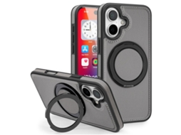 Casa Em Tpu Pele Pu Magnético Com Suporte Para Apple Iphone 16 - Cinzento
