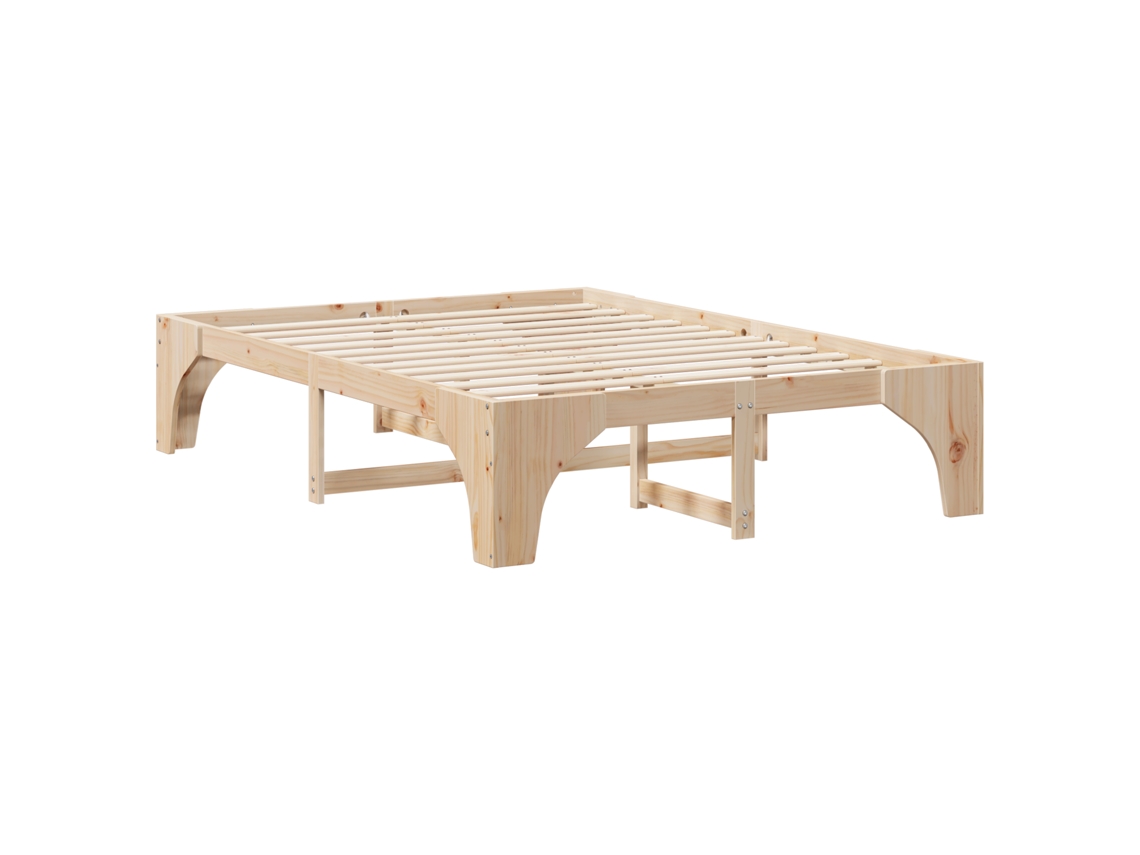 Conjunto 1 Estrutura Da Cama Vidaxl Castanho Madeira De Pinho Maciça (150 X 200 Cm)