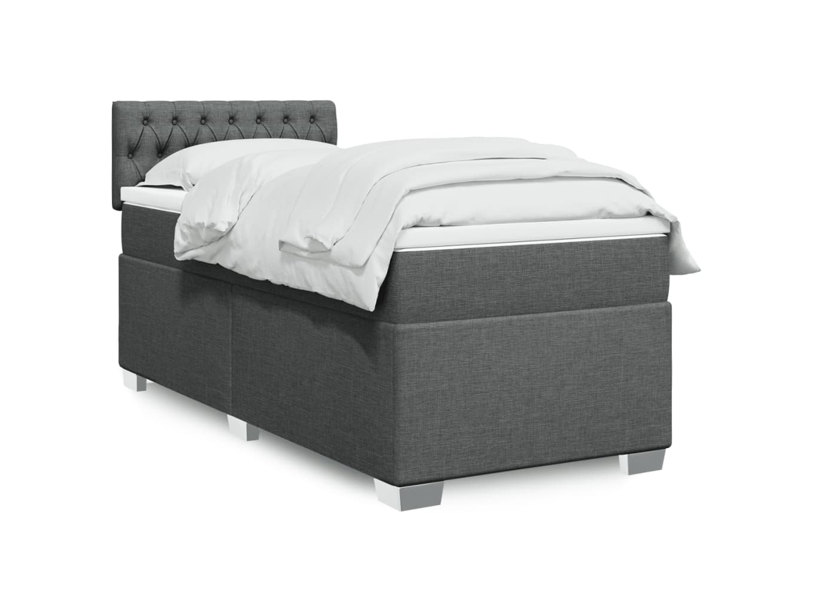 Cama com molas/colchão 90x190 cm tecido cinza-escuro