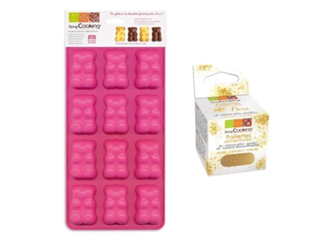 Molde De Silicona Para Chocolate Osos + Brillo Dorado Comestible