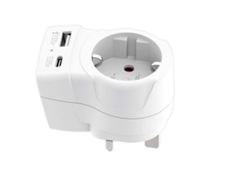 Adaptador SKROSS da Viagem Reino Unido Tipo G com USB para USB-C 20W Branco