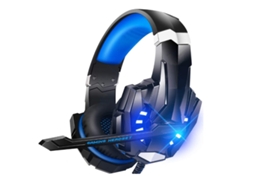 Fone de Ouvido Estéreo para Jogos para Ps4 Pc Xbox One Ps5 Controller, Fones de Ouvido com Cancelamento de Ruído com Microfone, Luz Led, Azul JIAPEI