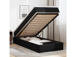 Vidaxl Estrutura De Cama Otomana Com Colchão Preto Couro Falso