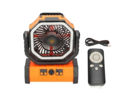 Mali ventilador de Camping Portátil com Luz e Controle Remoto 20000ma Usb Recarregável para Teto Barraca Laranja
