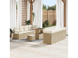 Vidaxl Conjunto De Sofá De Jardim 11 Unid. Bege Vime Pe