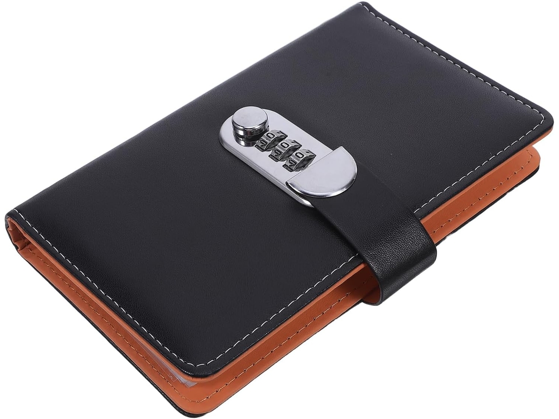 Caderno De Anotações Aboofan Com Cadeado Combinação, Organizador De Senhas Compacto, 17, 5x 10, 9cm, 50 Folhas Duplas