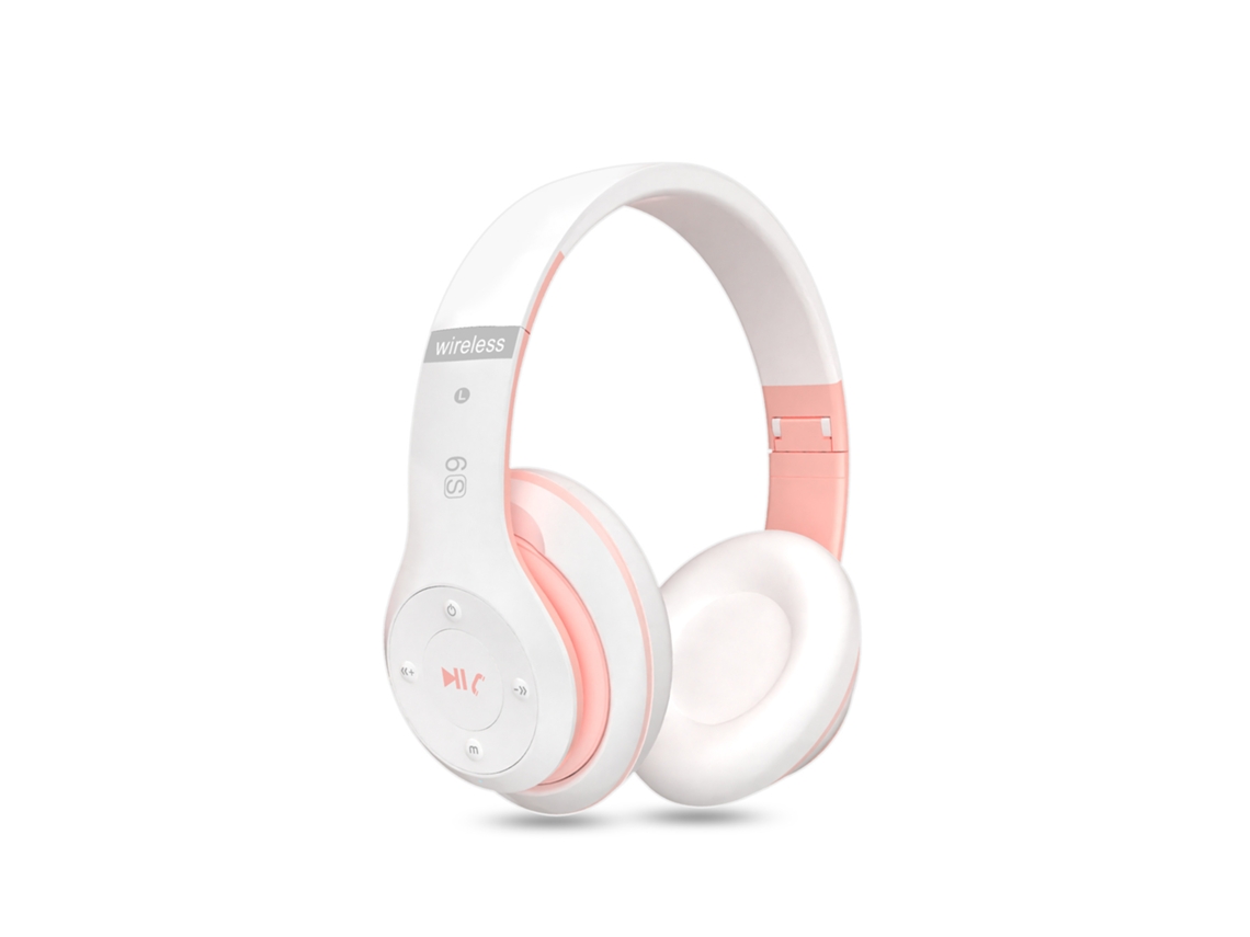 Auscultadores Bluetooth TRUMSEN A6Sover Ear Branco Rosa