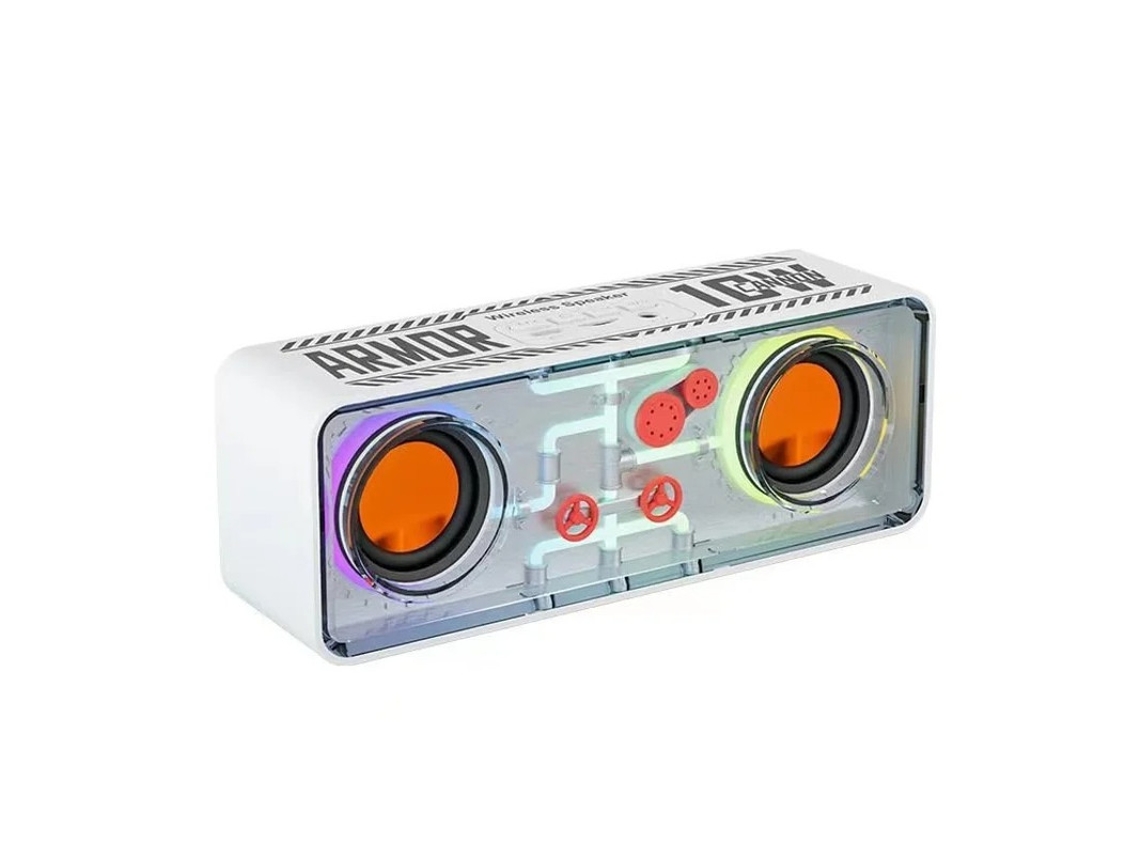 Alto Falante Sem Fio Bluetooth Alto Falantes Duplos Transparentes Luzes De Vento Cyberpunk Pequena Arma De Aço Filme Vibratório Baixo Cartão Yizhood
