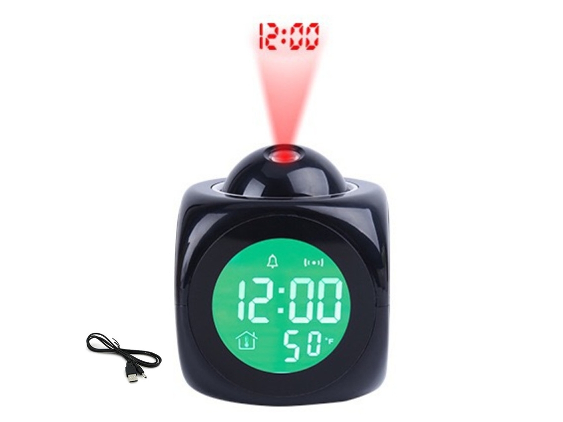 Relógio com Projeção para Quarto Hora e Temperatura Voz NEVEANCE