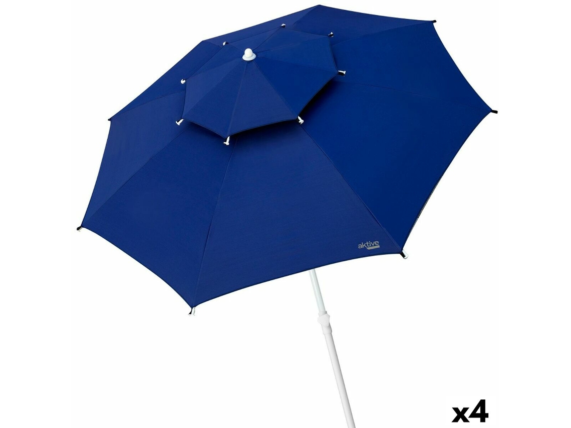 Chapéu de Sol Aktive 280 X 260 X 280 Cm Fibra de Vidro Azul Metal 4 Unidades