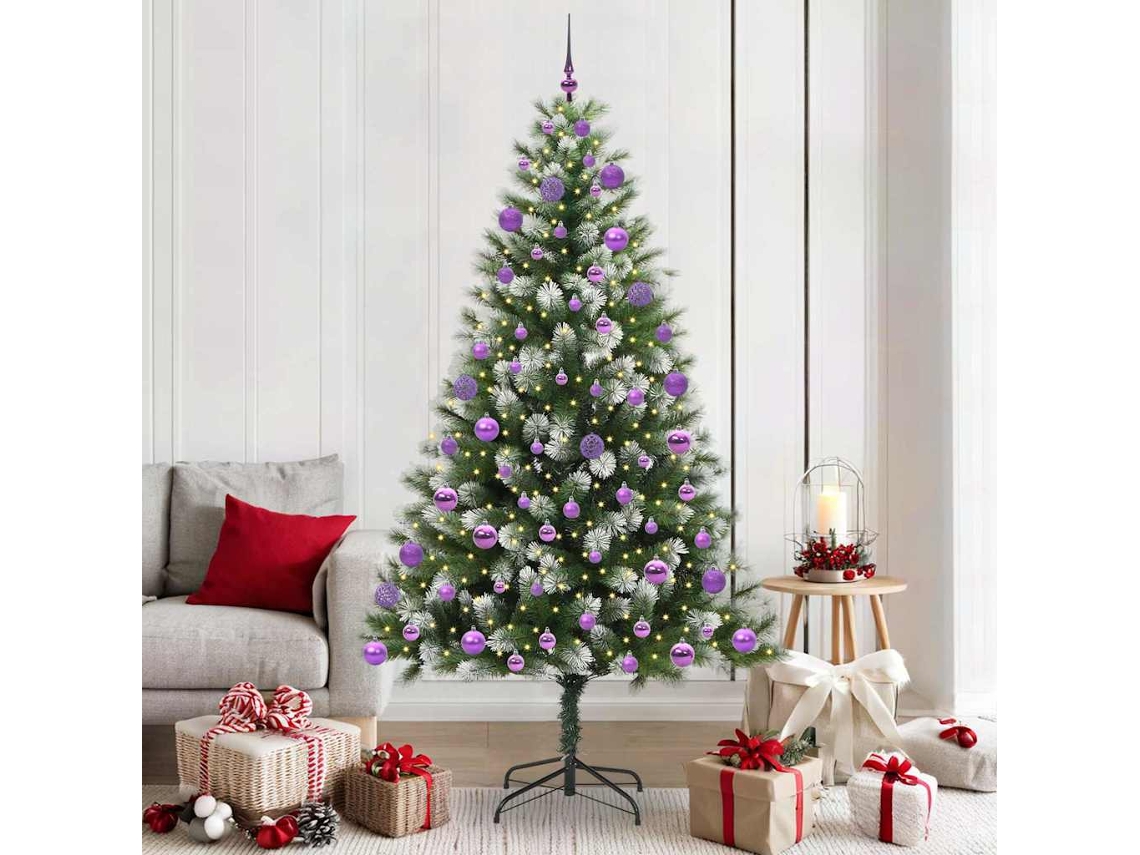 Vidaxl Árvore De Natal Artifical Com Neve Flock 300 Led Branco Quente