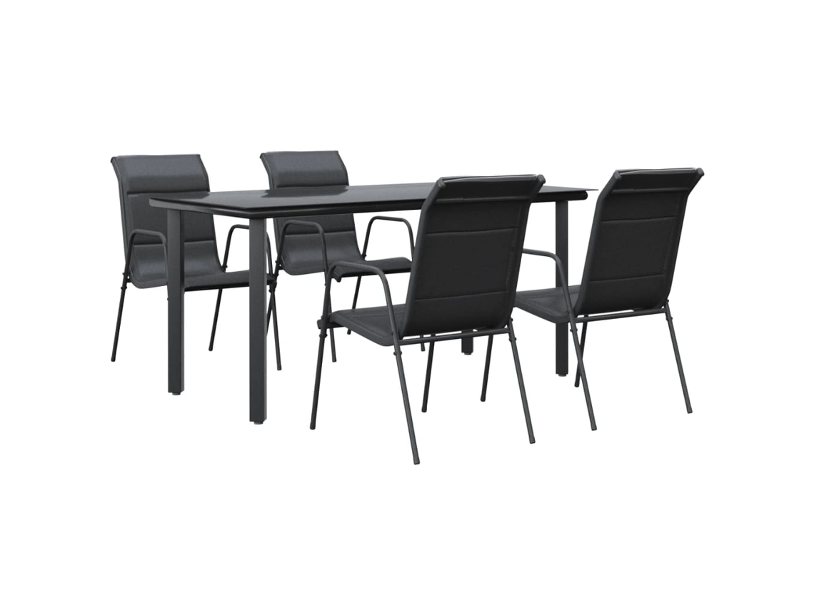 Maison Exclusive - 5 Pcs Conjunto De Jantar Para Jardim Aço E Textilene Preto