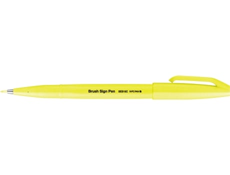Caneta de Fibra Pentelarts Brush Sign Pen Ses15 Amarelo Neon PENTEL ARTS