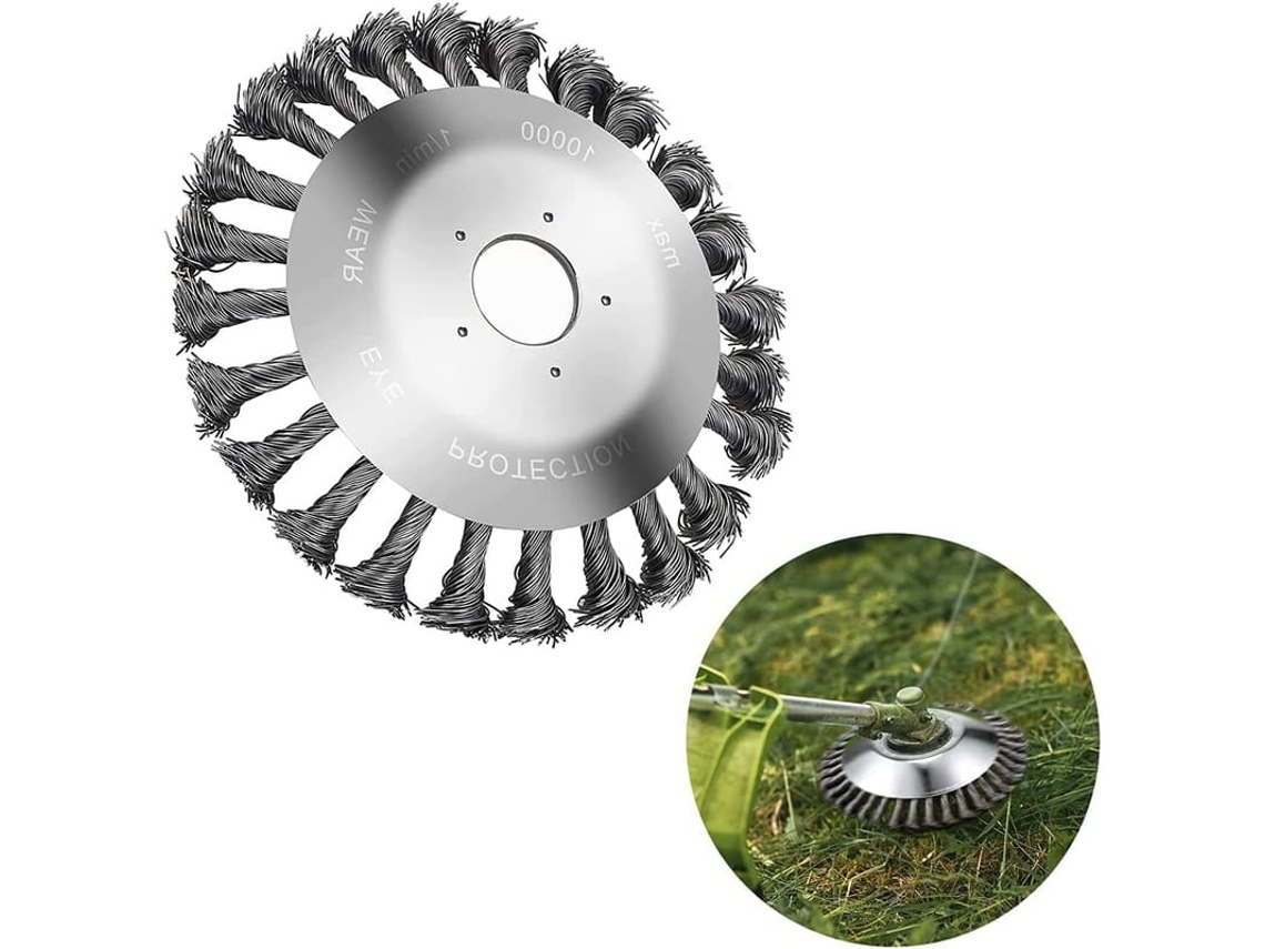 Cabeça De Cortador De Relva Com Pincel De Aço, 15cm, Diâmetro Interno 25.4mm, Para Desbrotador E Cortador De Jardim