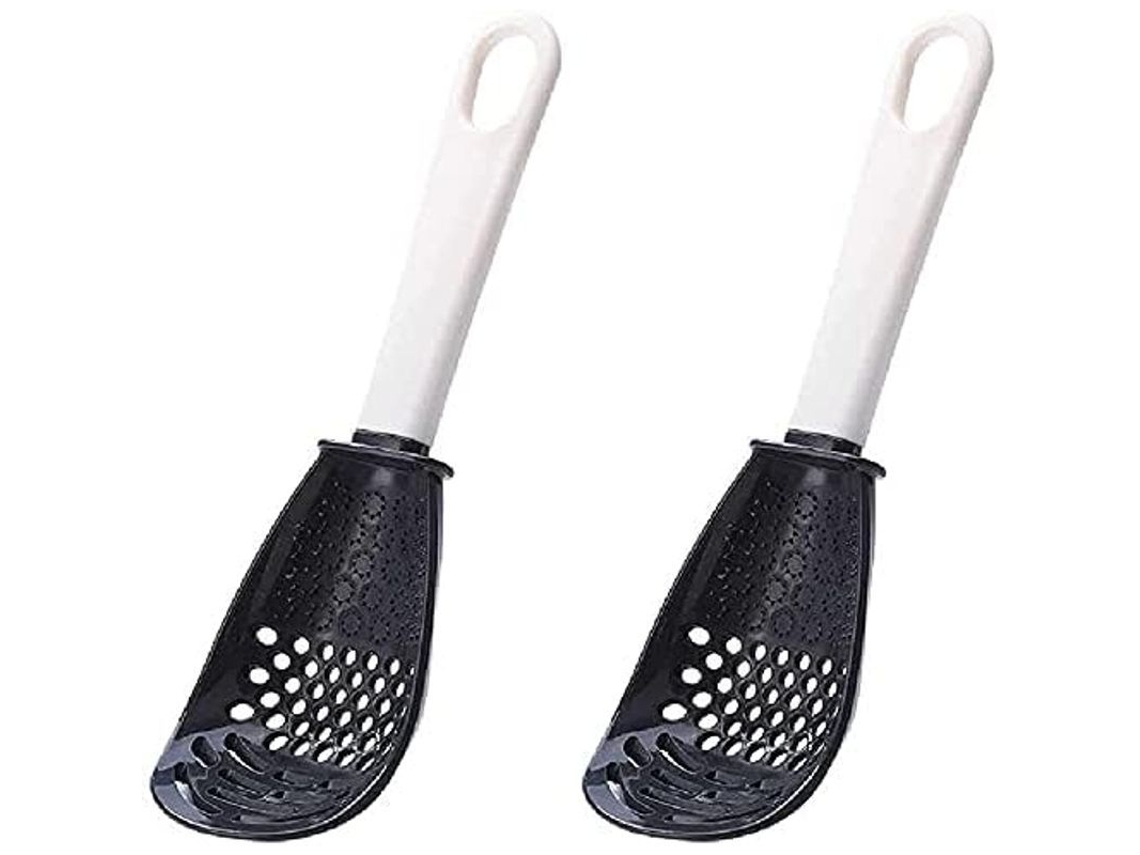 2026 cucharas de Cozinha Multifuncionais, Strainer, Ralo, Resistente Ao Calor, Não Tóxico, para Cozinhar, Escorrer, Moer (preto)