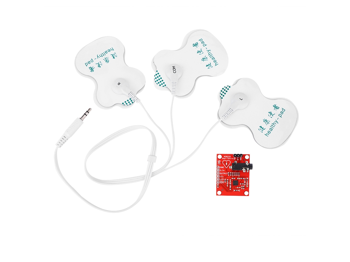 Módulo Sensor De Monitor Cardíaco De Electrocardiografía Con Saída Analógica Dc3.3v Com 3 Palitos De Abóbora