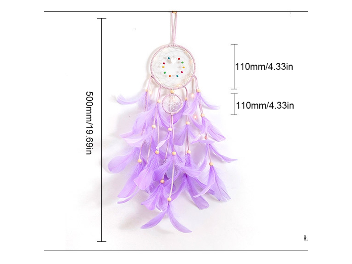 Primerox sonhador com Luz Led Portátil Artesanal Penas Decoração Parede Sala Casa
