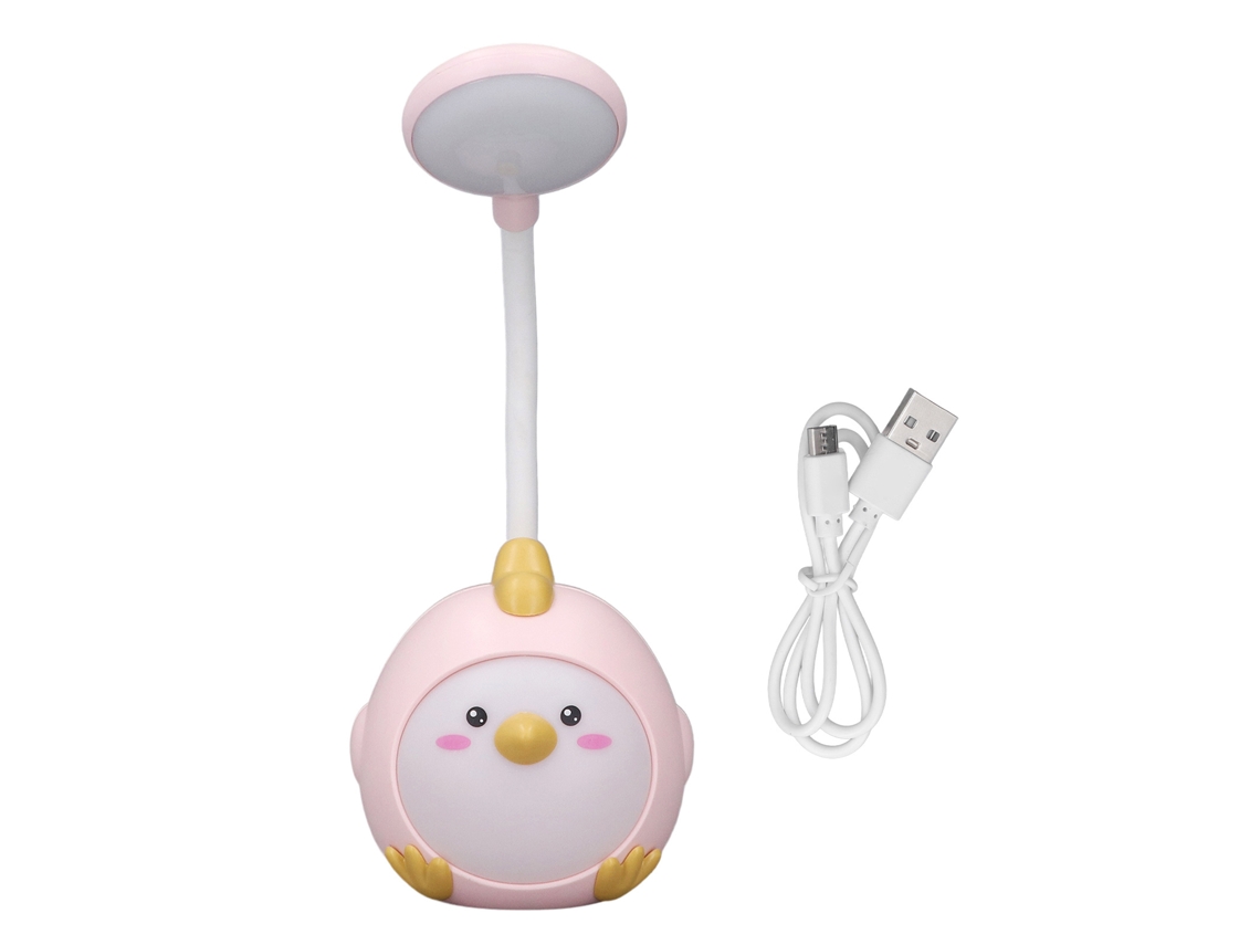 Lámpara de Escritorio Led Bonita para Estudiantes Ajuste 360°, Carga Usb, Luz Suave, Lámpara de Noche para Hogar, Dormitorio, Rosa