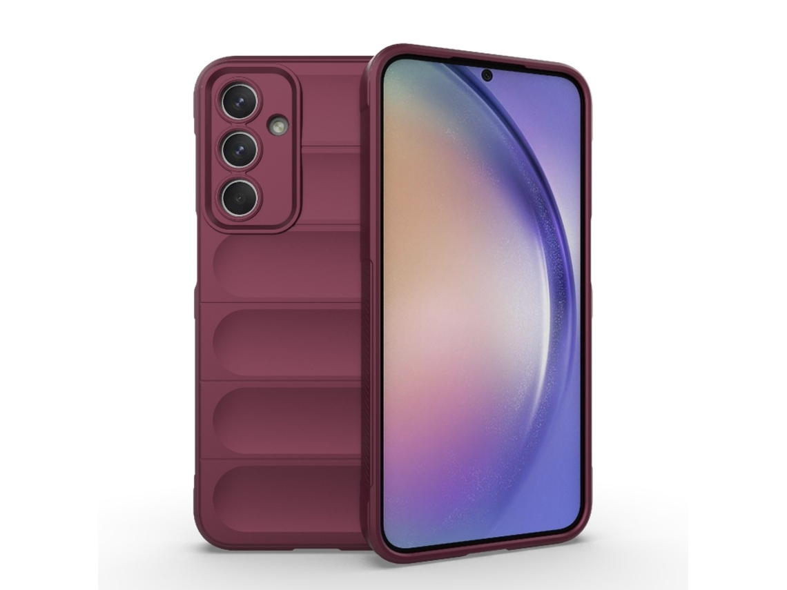 Capa Halinuia Para Samsung Galaxy M35 Magic Shield Tpu Flanela Vermelho Vinho