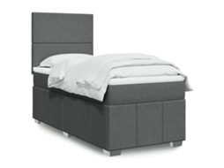 Vidaxl Cama Com Molas/colchão 100x200 Cm Tecido Cinza-escuro