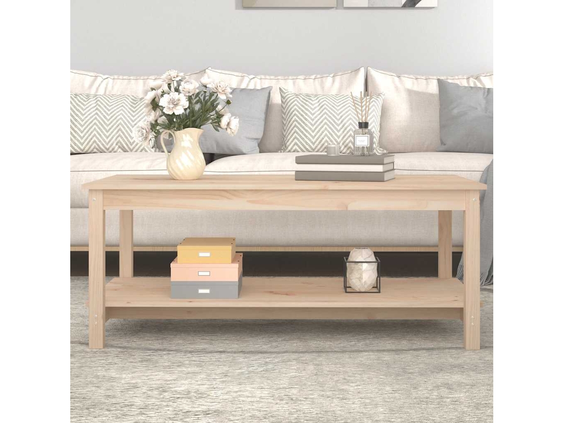 Vidaxl Mesa De Centro 110x55x45 Cm Madeira De Pinho Maciça