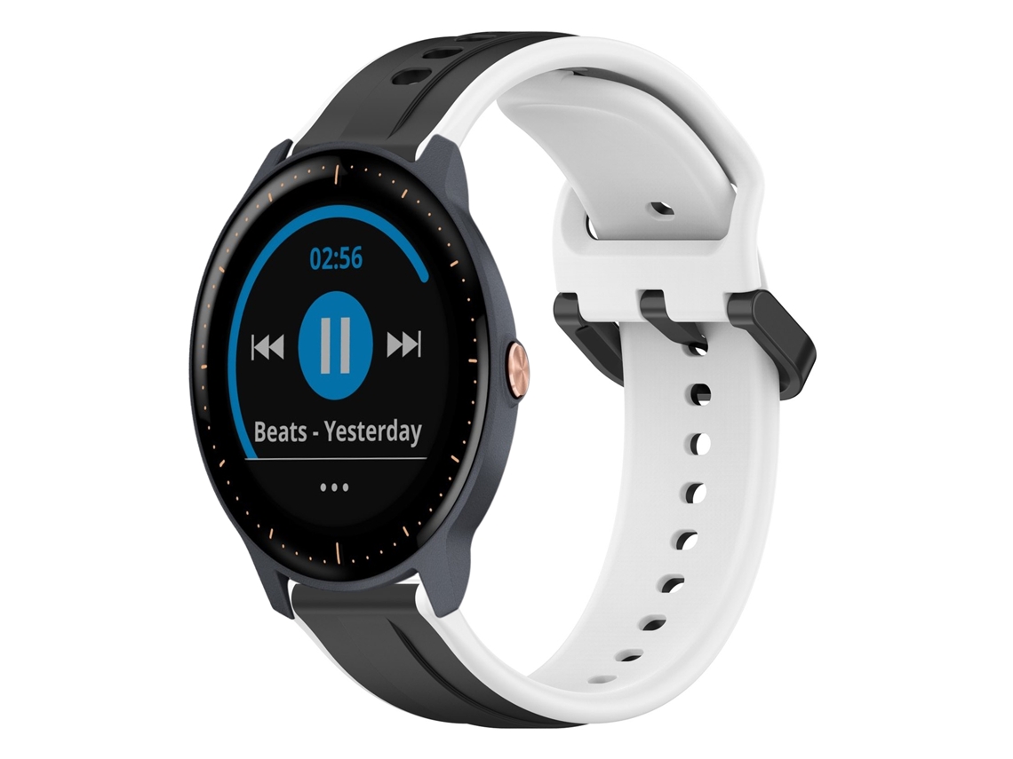 Bracelete de Smartwatch para Garmin Vivoactive3 Music 20mm Loop Convexo de silicone de duas cores (preto + branco)