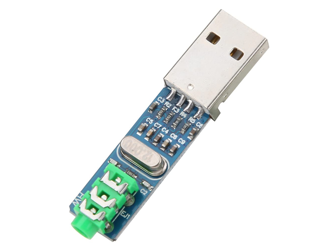 Mini placa decodificadora de som USB DAC de alta qualidade para audiófilos e computadores, com design transparente.