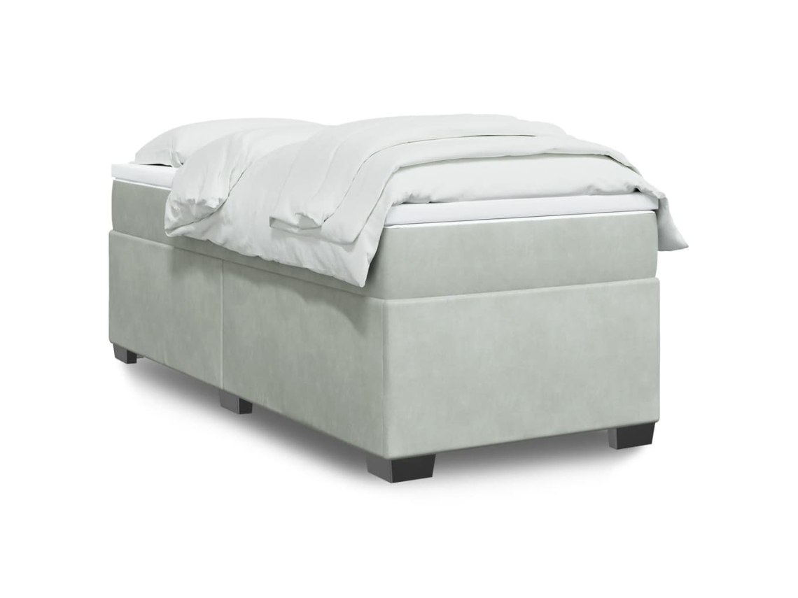Vidaxl Cama com Molas/colchão 90x190 Cm Veludo Cinza claro