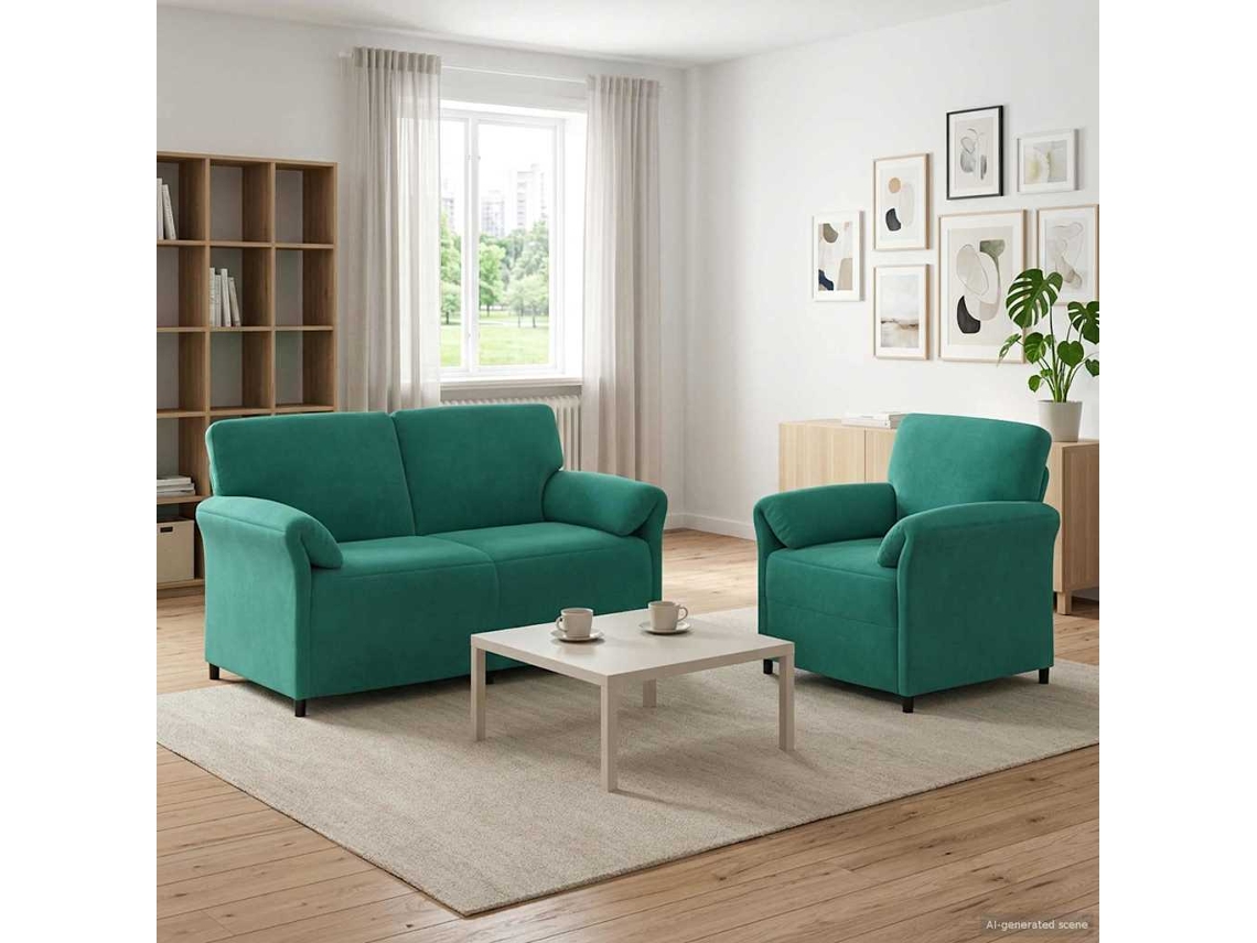 Vidaxl Conjunto De Sofás 2 Unid. Turquesa Veludo