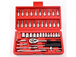Set De Chaves De Tubo F6 ¼'' Chromemat, 46 Piezas (vermelho) Para Manutenção De Carros E Motocicletas
