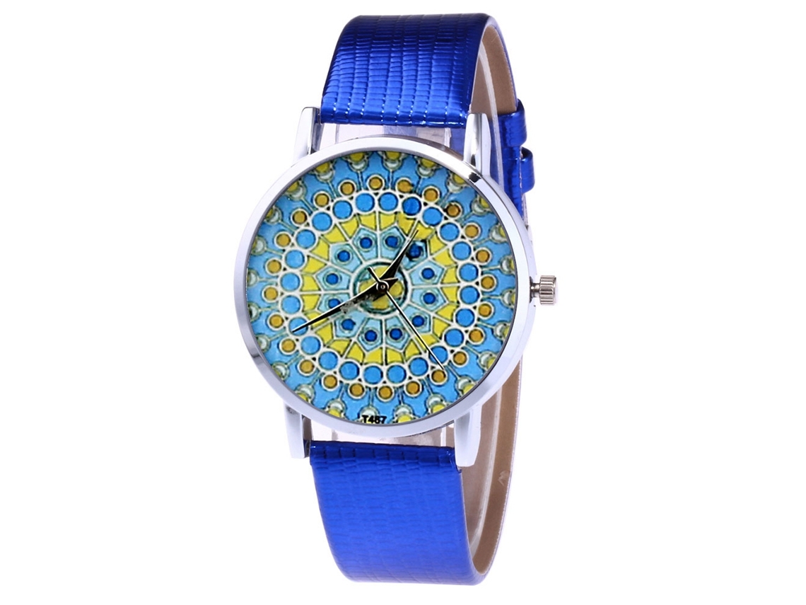 Reloj De Cuarzo Casual Para Hombre Y Mujer Con Correa De Cuero Pu Azul
