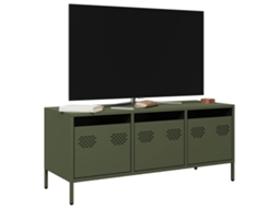 Vidaxl Móvel De Tv 101,5x39x43,5 Cm Aço Laminado A Frio Verde-azeitona