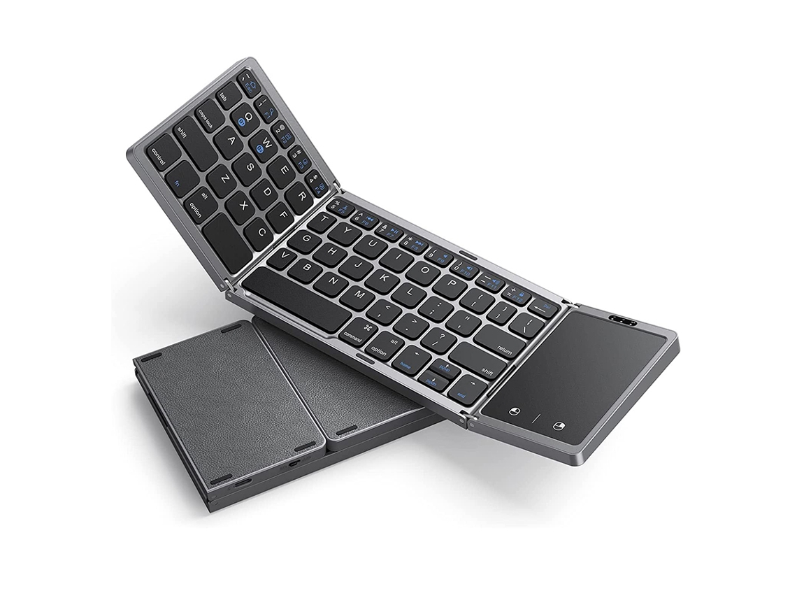 Teclado Bluetooth Dobrável (preto/cinza), Recarregável, Portátil, 63 Teclas, Modelo Padrão